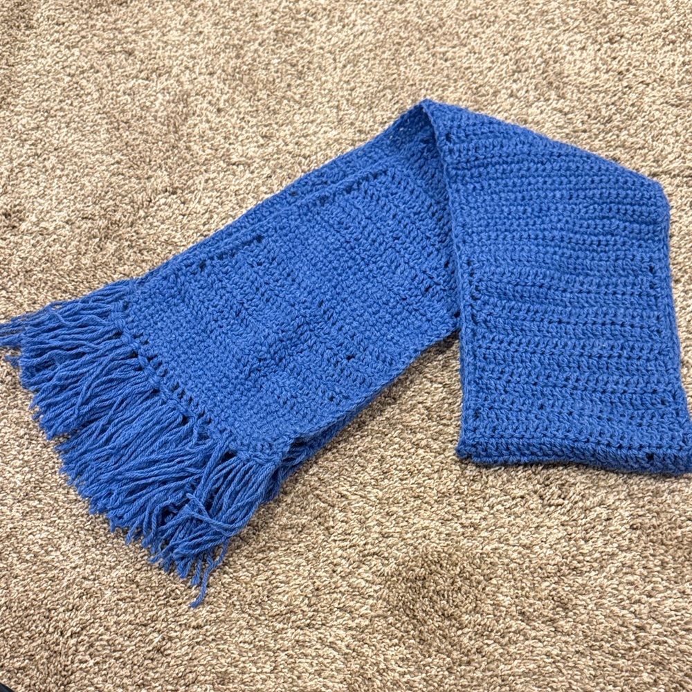 Blue Scarf with Fringe